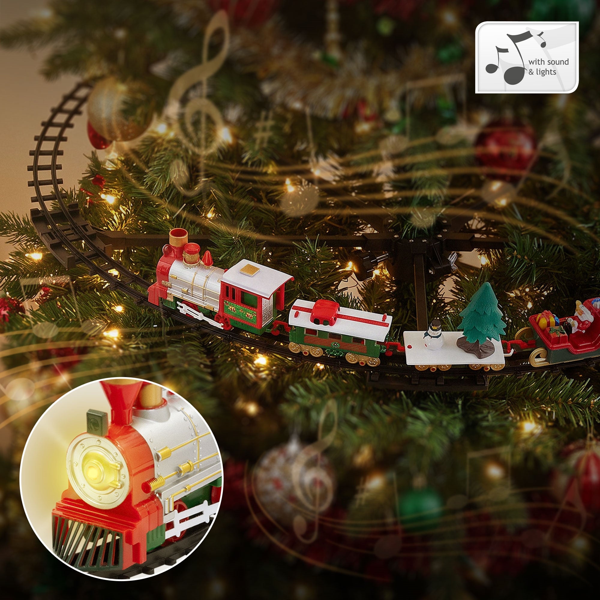 ECD Germany train de Noël sapin 87,5cm lumière+son à offrir