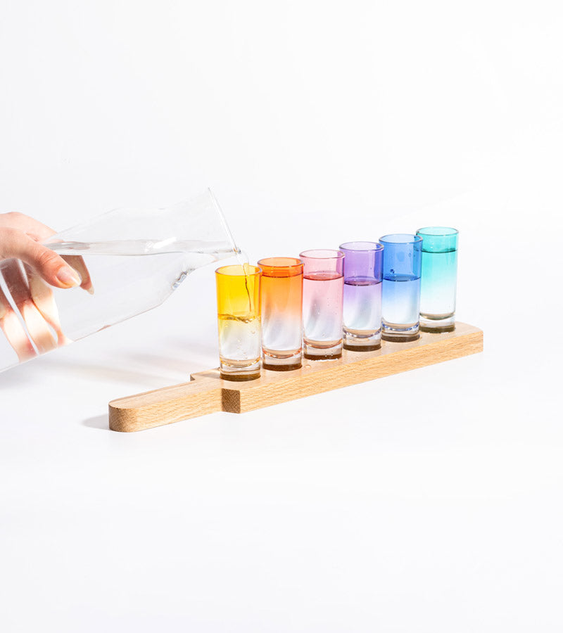 L'avant gardiste Planche à shots rainbow chêne apéro