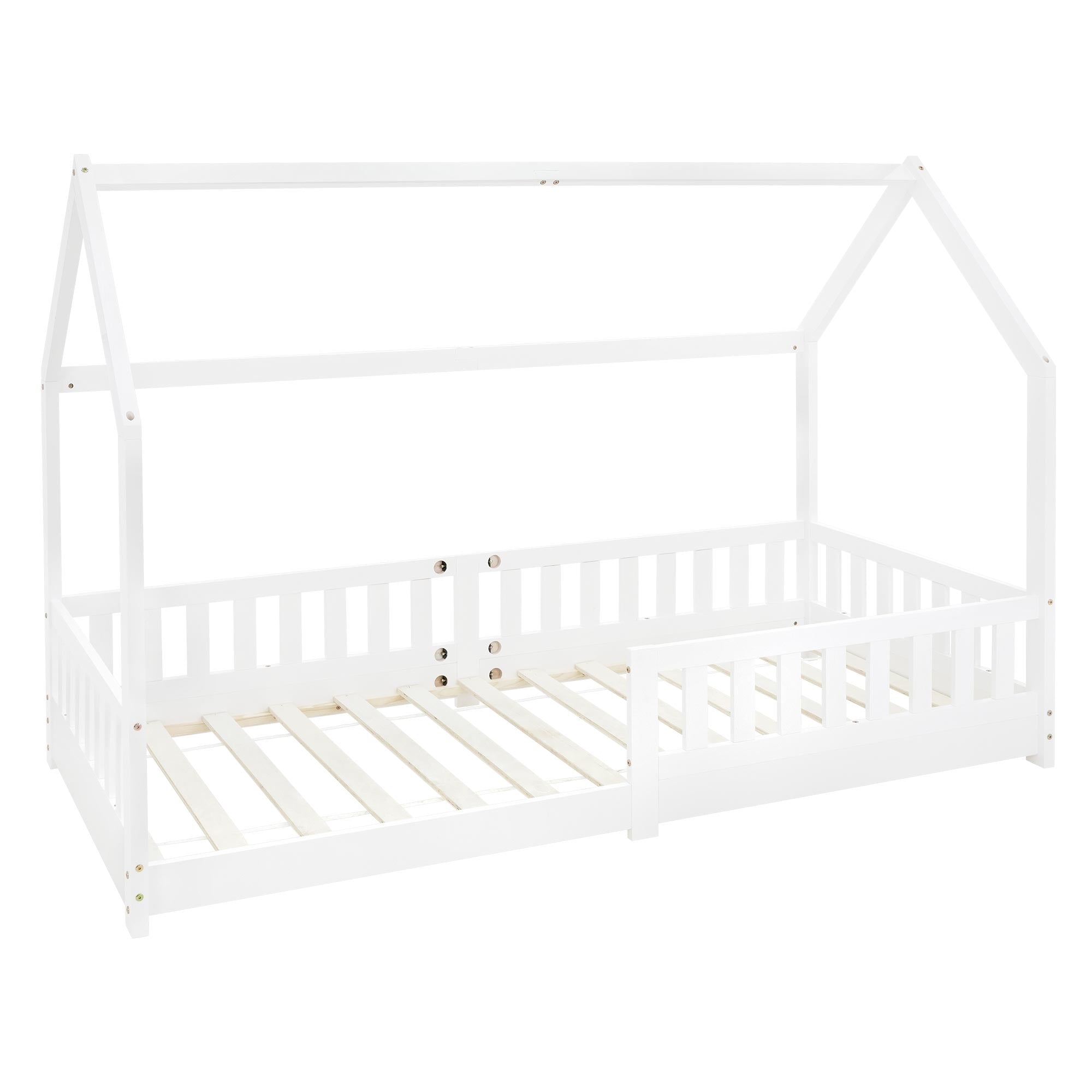 ECD Germany Kinder lit cabane blanc 90x200 cm pin sommier