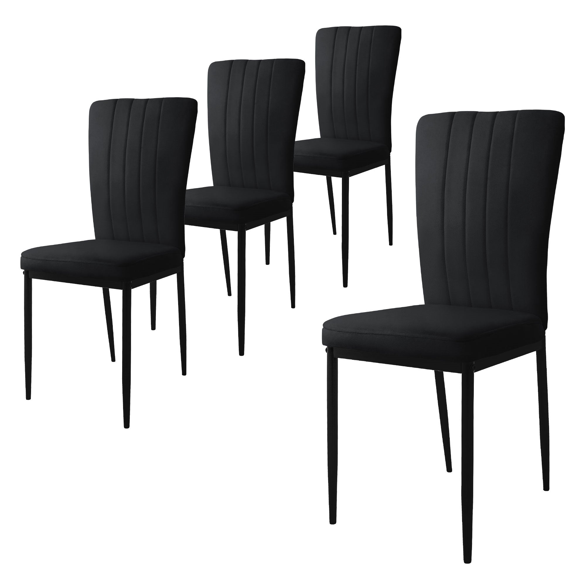 ECD Germany Möbel Lot 4 chaises velours gris pieds métal