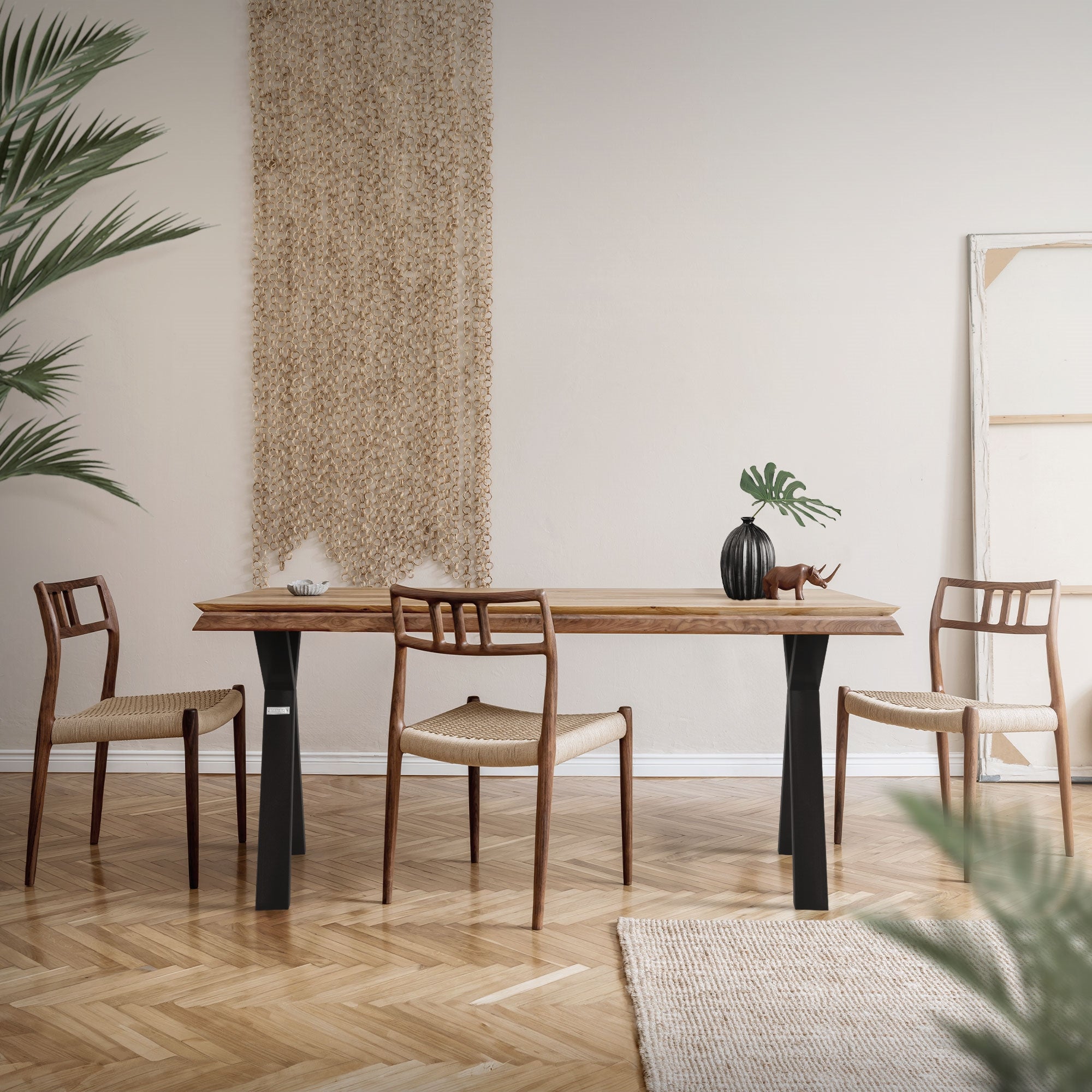 ECD Germany Möbel Pied table métal X 50x72 cm noir lot 2 acier