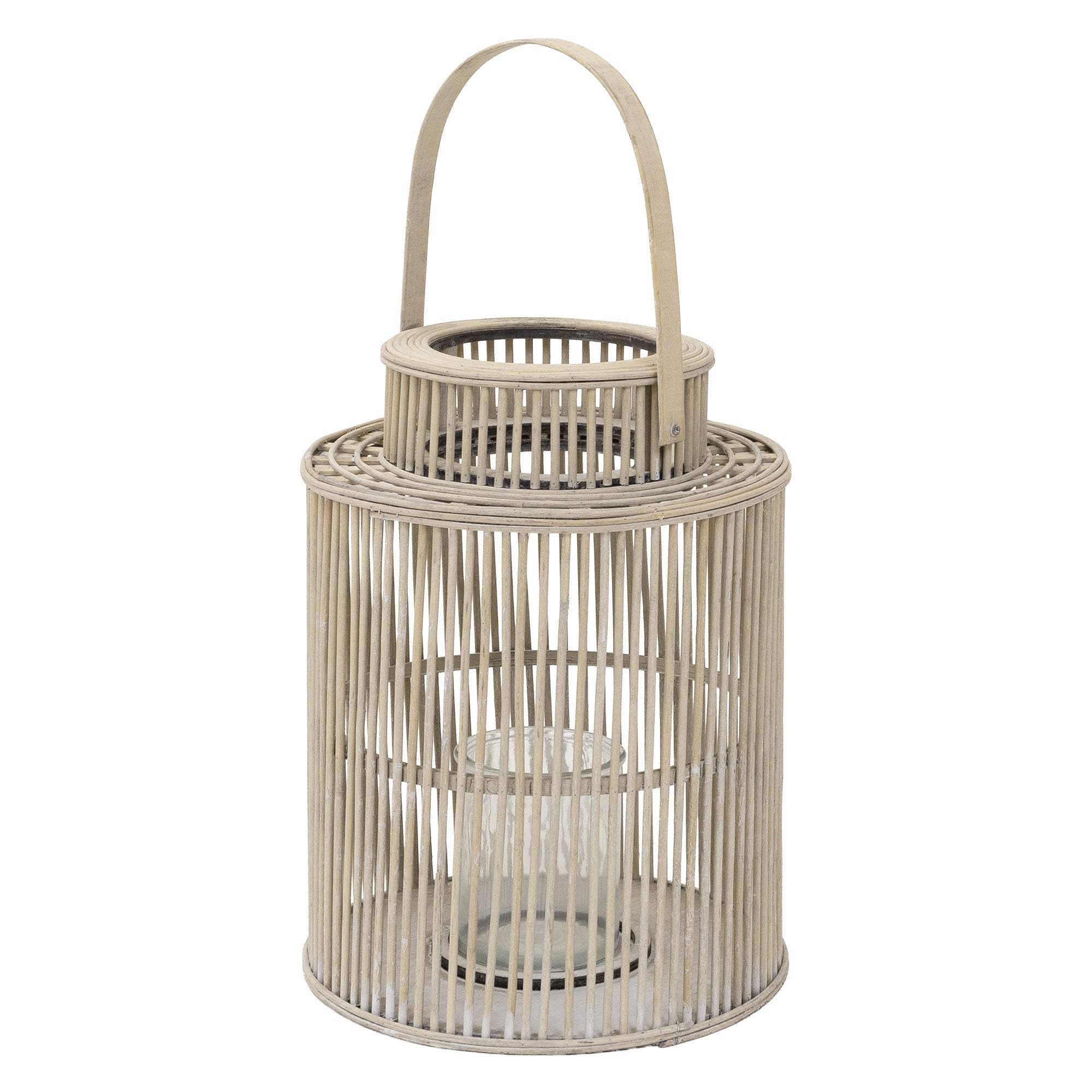 ECD Germany Garten lanterne bambou ronde photophore verre