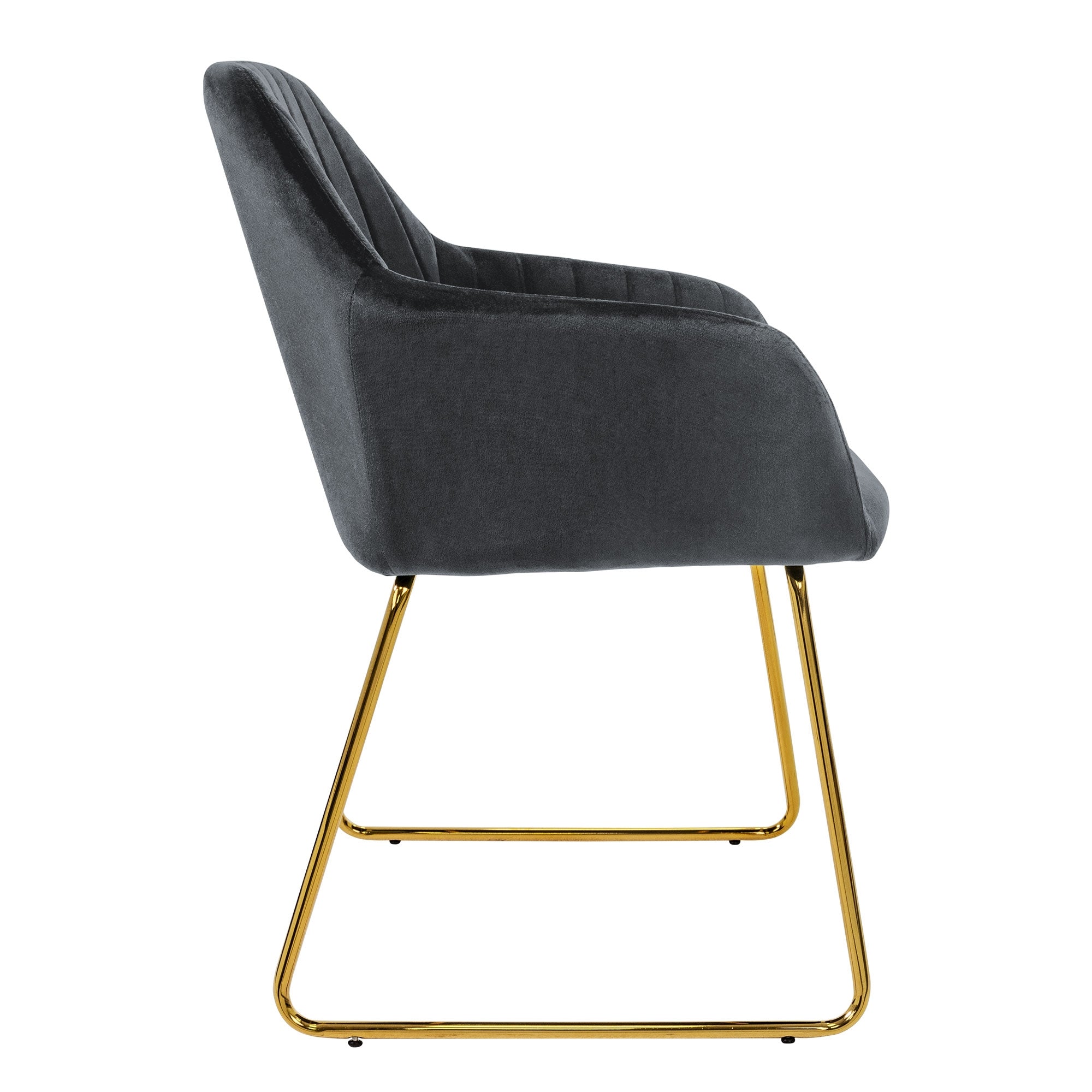 ECD Germany Möbel chaise salle à manger gris velours lot 6 avec accoudoirds