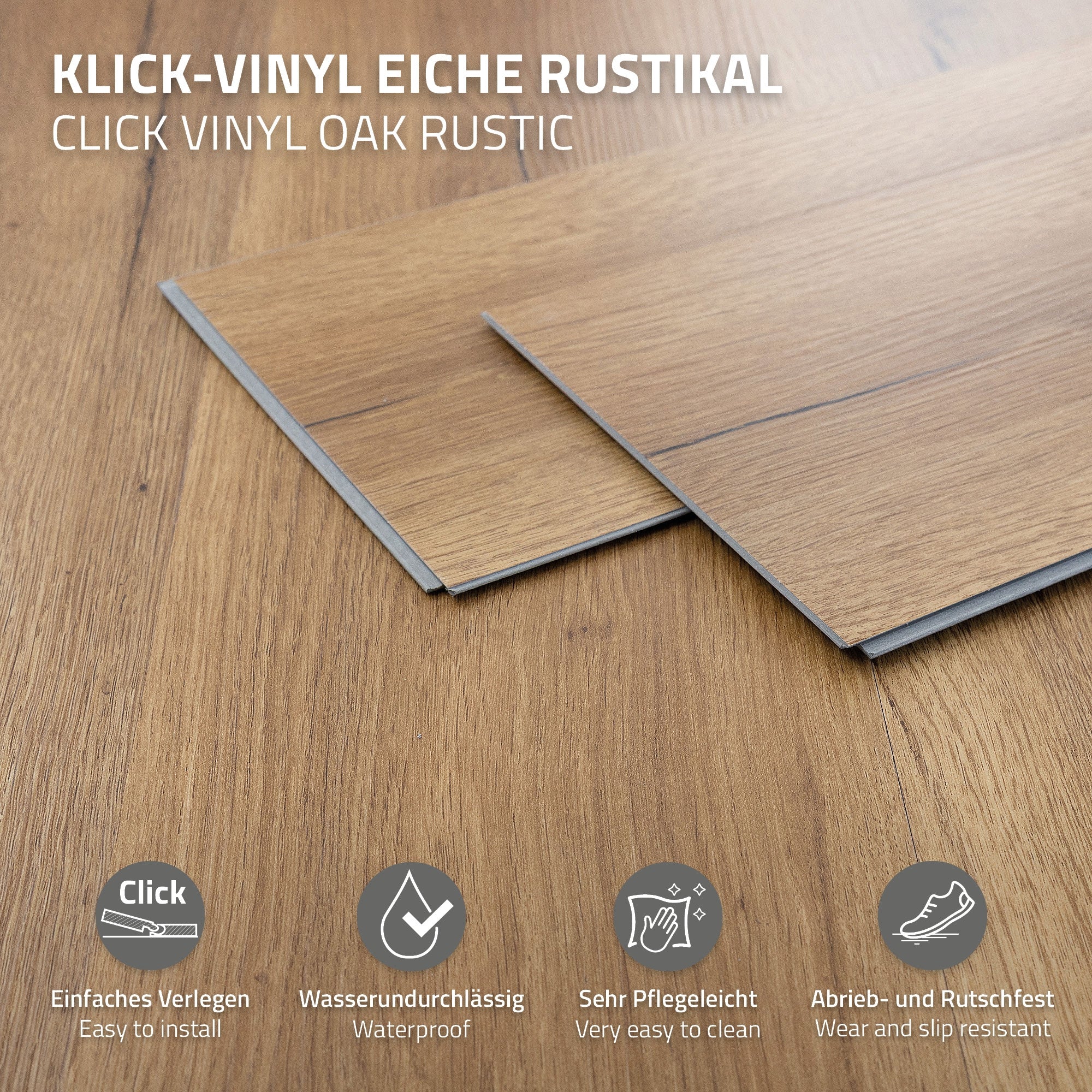 ECD Bauen Sol vinyle à clipser chêne rustique 6,16 m² 28 lames