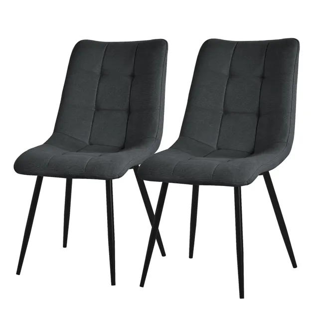 ECD Germany Möbel chaise salle à manger anthracite lot de 2 polyester