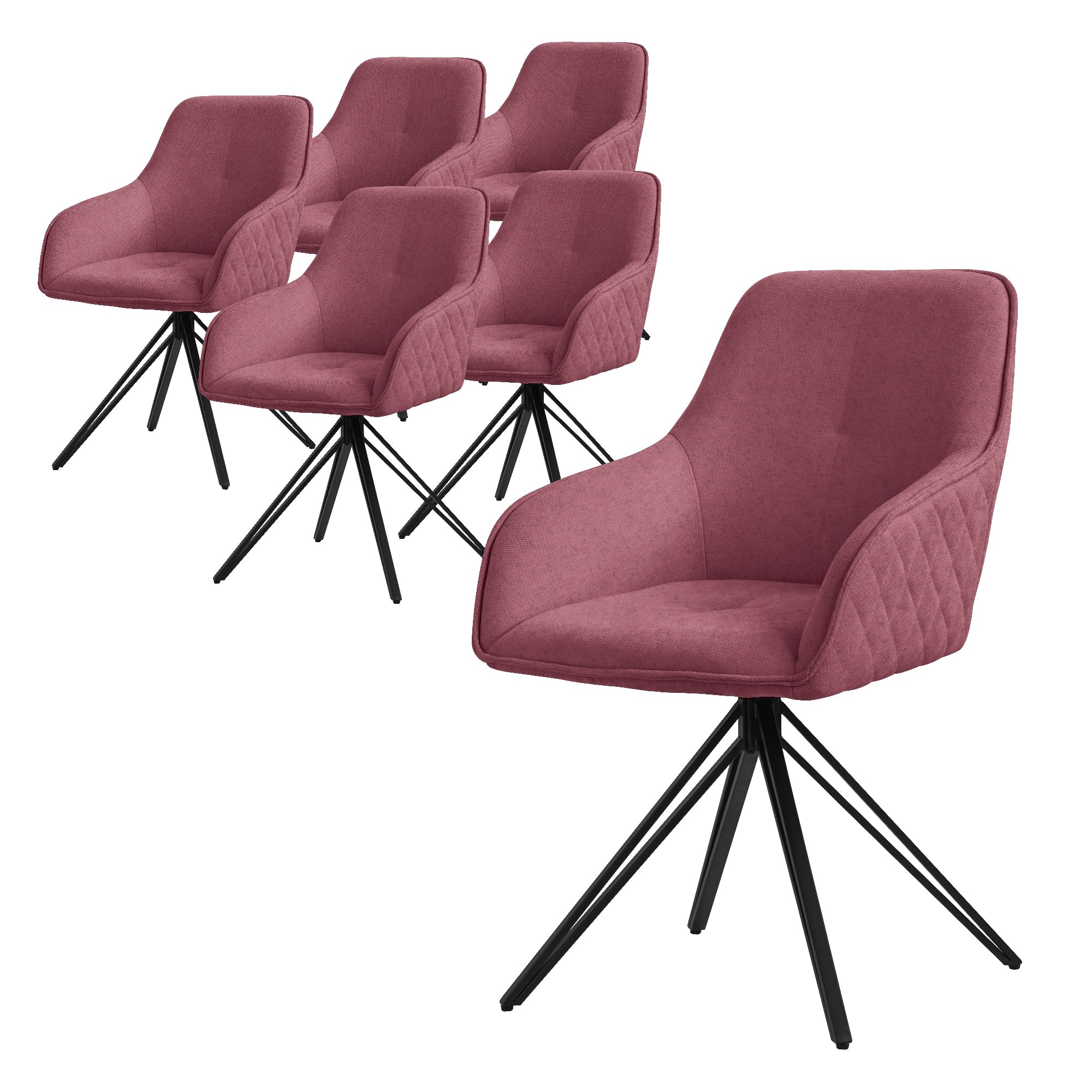 ECD Germany Möbel chaise salle à manger pivotante vieux rose lot de 2
