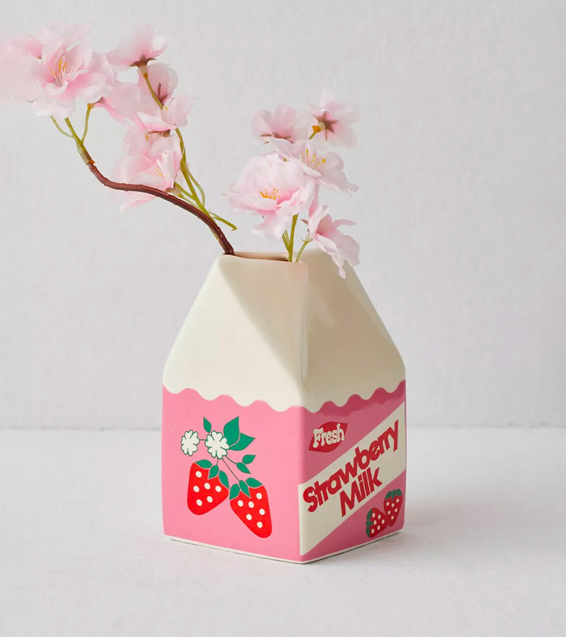 L'avant gardiste brique de lait fraise vase céramique rose