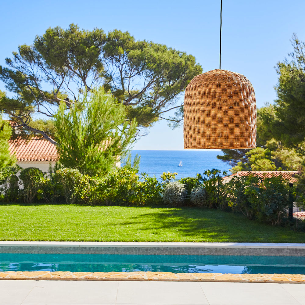 Red Deco Giacomo Outdoor Cable suspension rotin naturel 5m