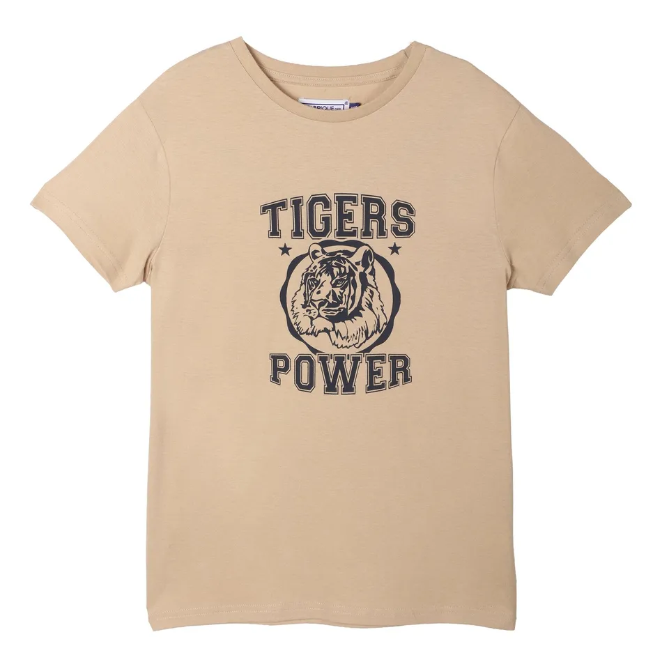 Stokomani Mode tee-shirt beige enfant manches courtes coton