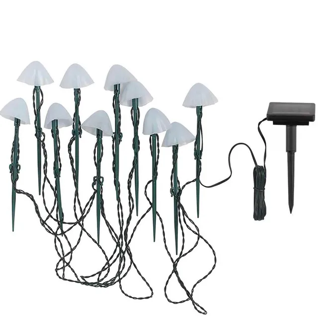 Red Deco Champy 10 champignons solaires LED blanc chaud 3,8m