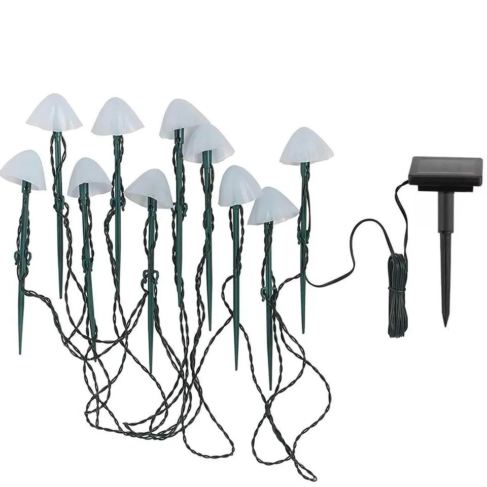 Red Deco Champy 10 champignons solaires LED blanc chaud 3,8m
