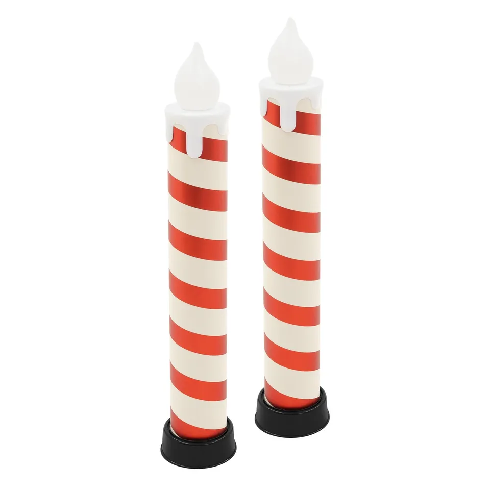 ECD Germany Lot 2 bougies LED 82 cm blanc-rouge timer extérieur