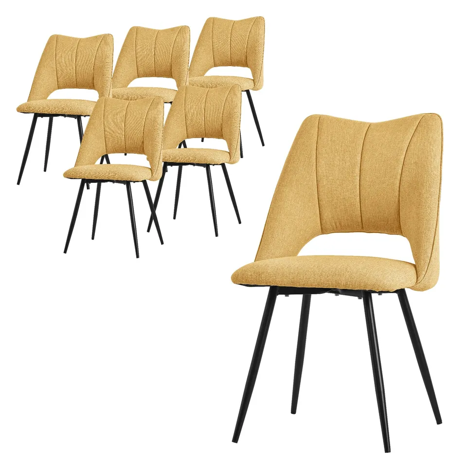 ECD Germany ML-Design lot 6 chaise salle à manger moutarde rembourrée