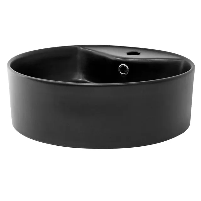 LuxeBath Vasque ronde céramique Ø46 cm blanc trop-plein
