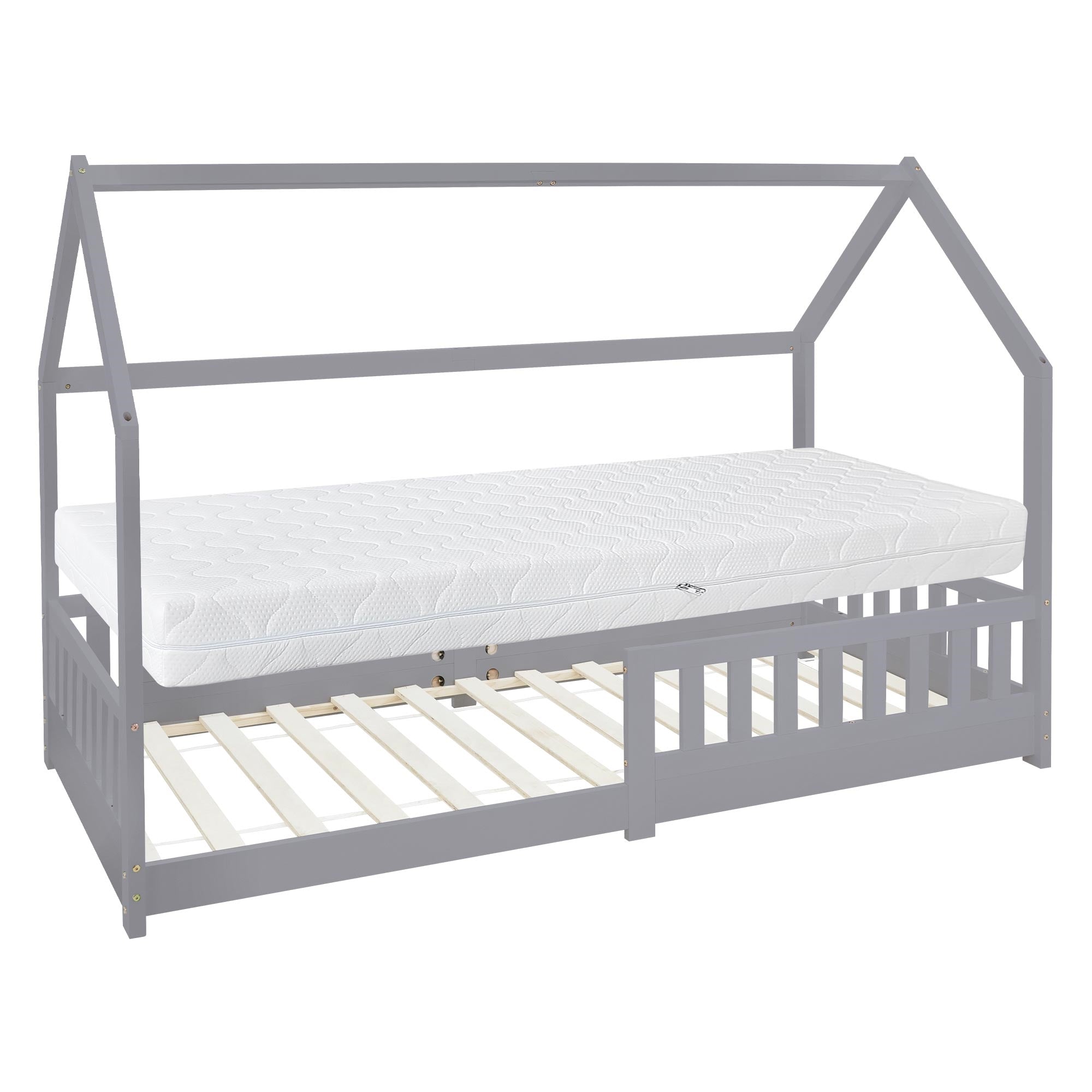 ECD Germany Kinder Lit cabane 90x200 cm Lit enfant blanc sans matelas