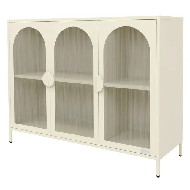 ECD Germany ML-Design armoire vitrine acier blanc 120x93x40