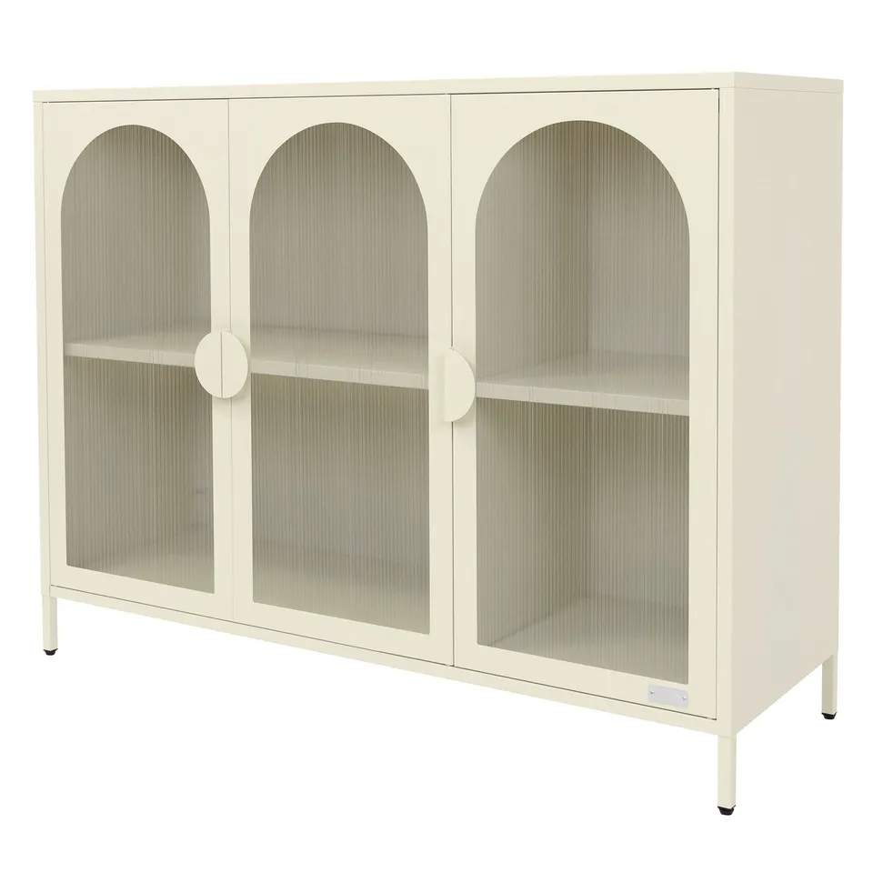 ECD Germany ML-Design armoire vitrine acier blanc 120x93x40