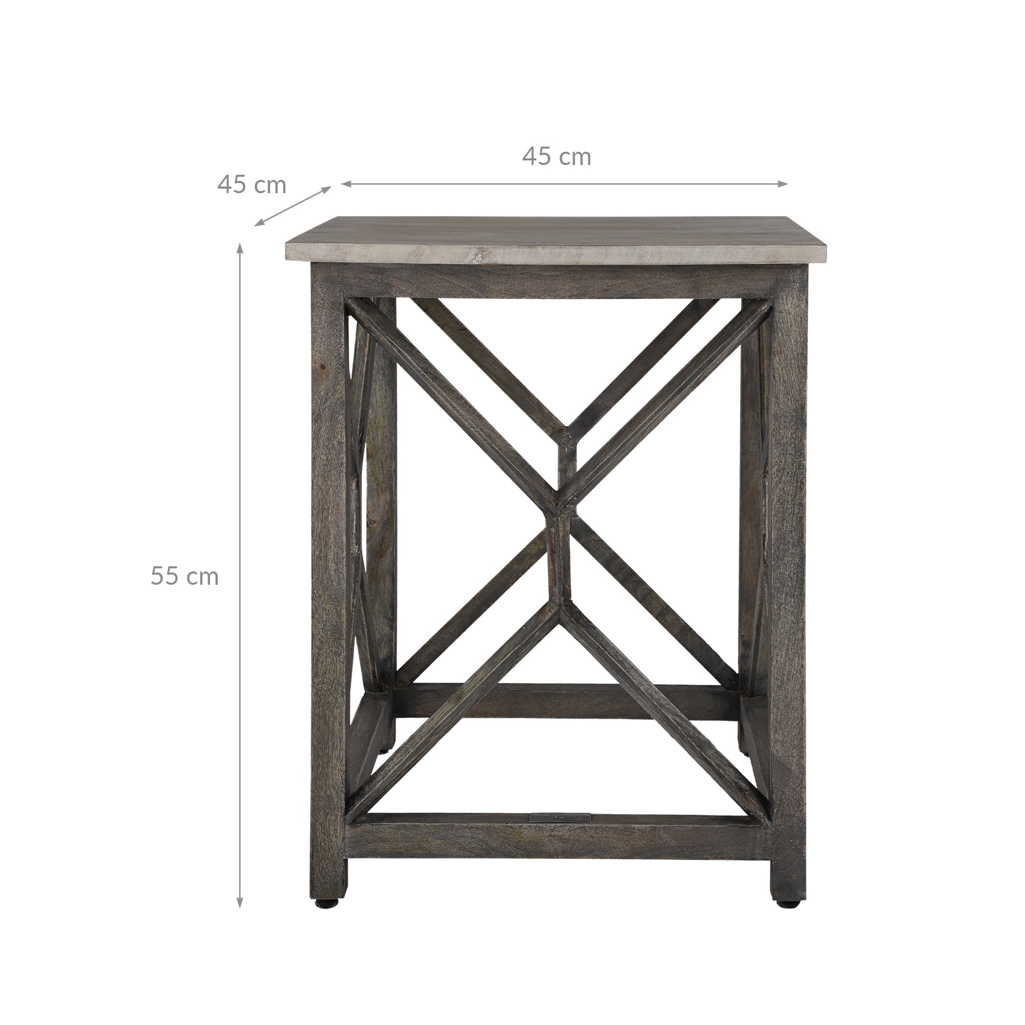 ECD Germany Möbel bout de canapé manguier gris Ø45x55 cm WOMO