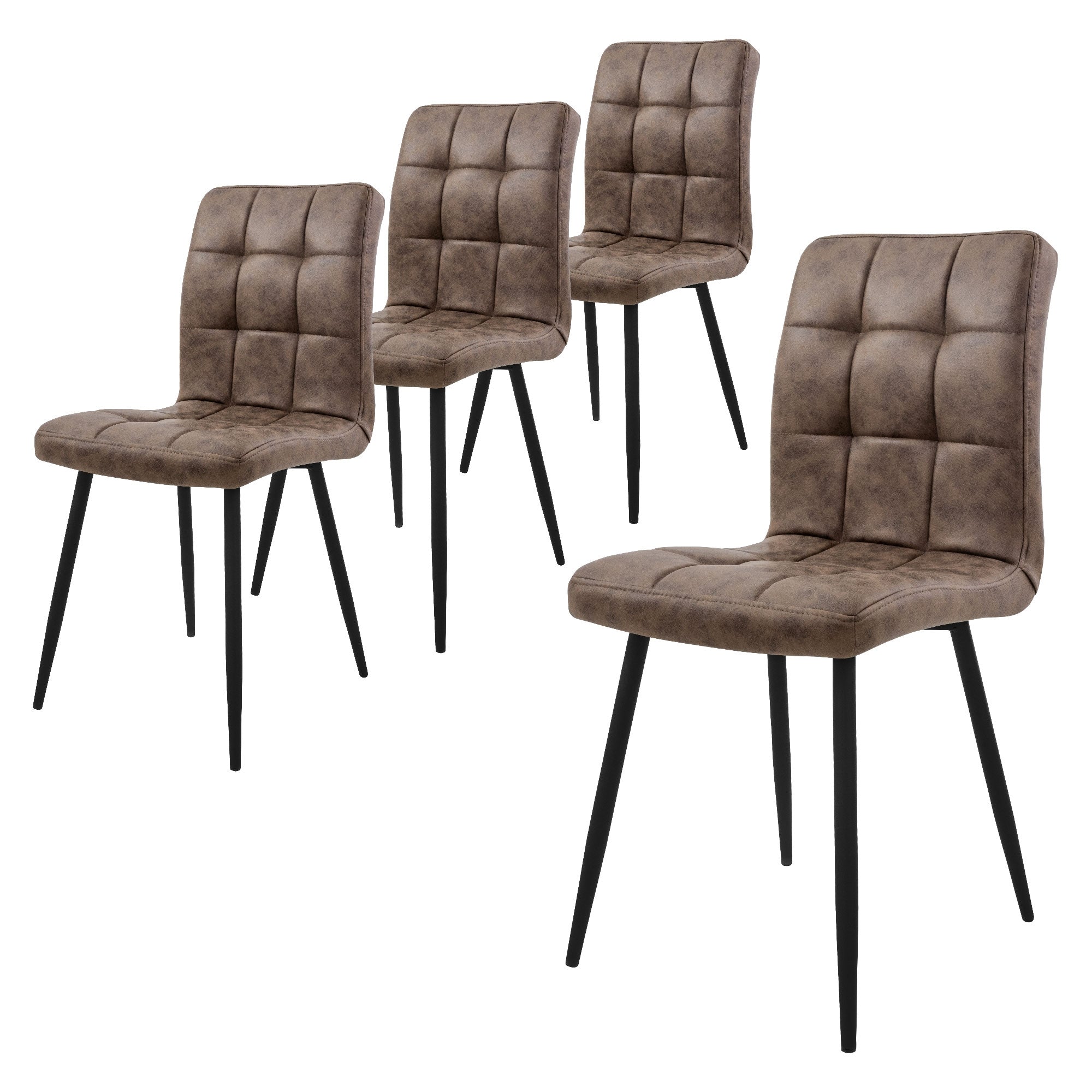 ECD Germany Möbel lot 4 chaises velours anthracite matelassées