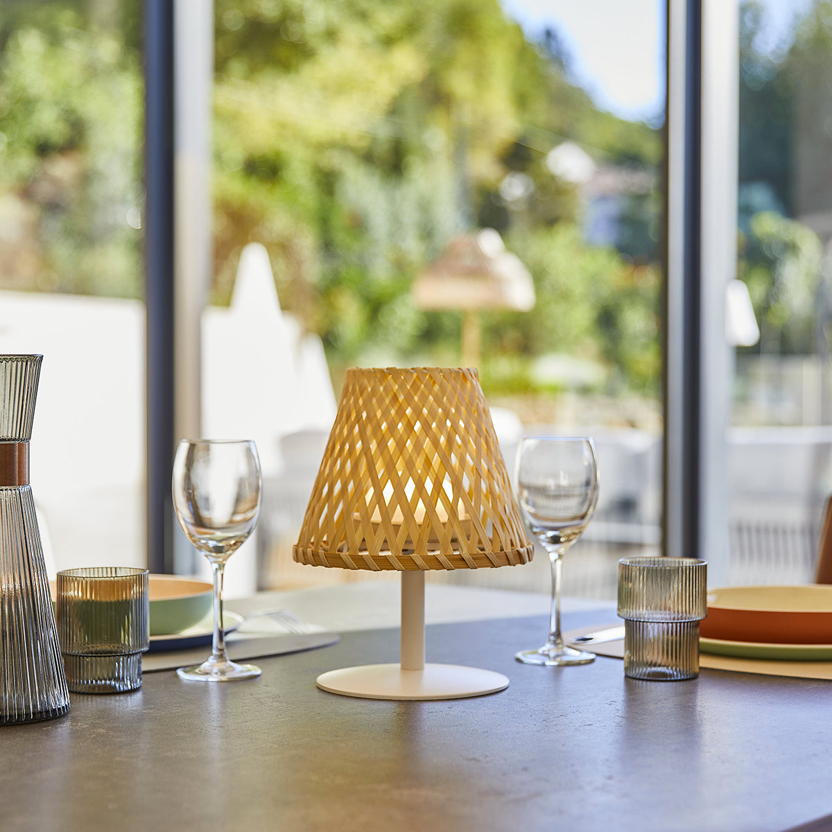 Red Deco Ibiza H26cm lot 2 lampes sans fil bambou dimmable