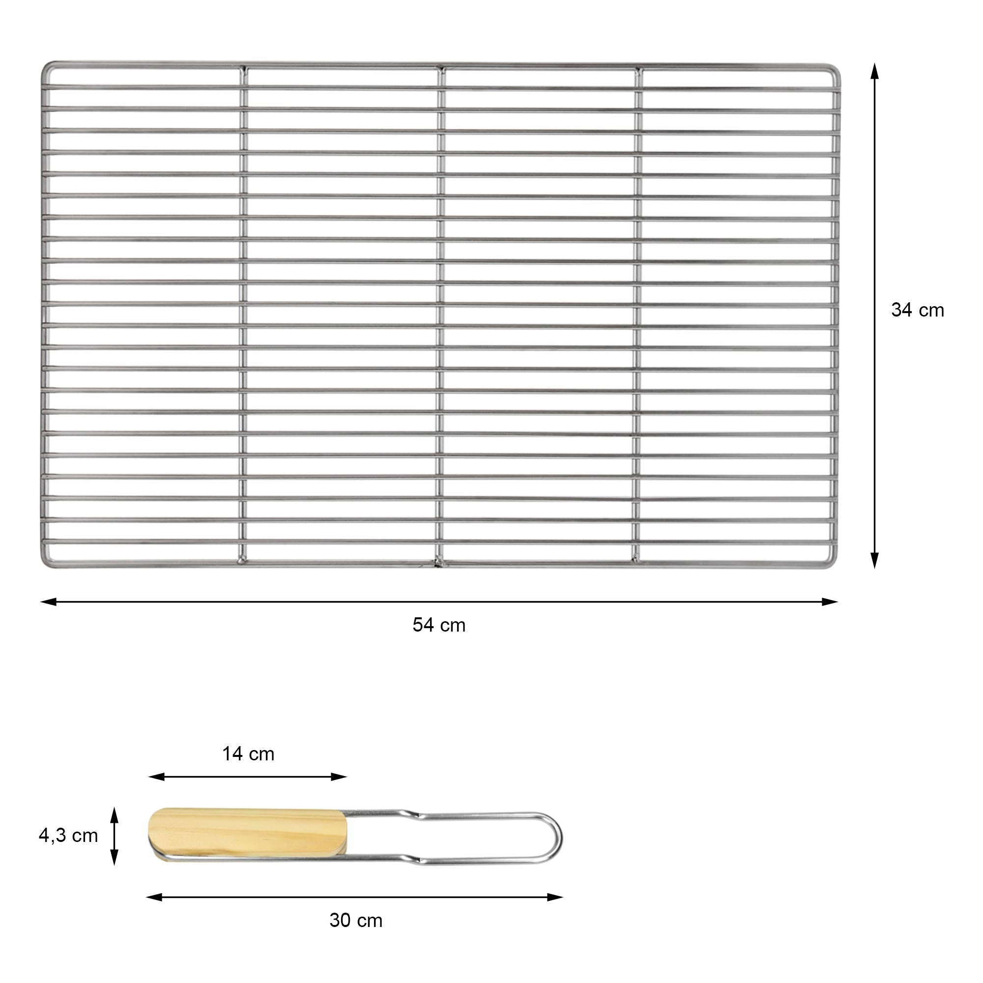 ECD Germany Sport & Freizeit grille barbecue inox 54x34 poignées