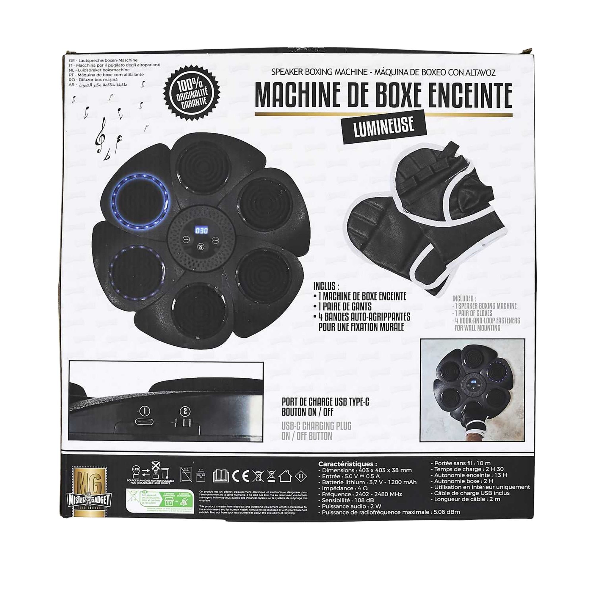 Stokomani Jeux Machine de boxe enceinte 1200 mAh 42 cm