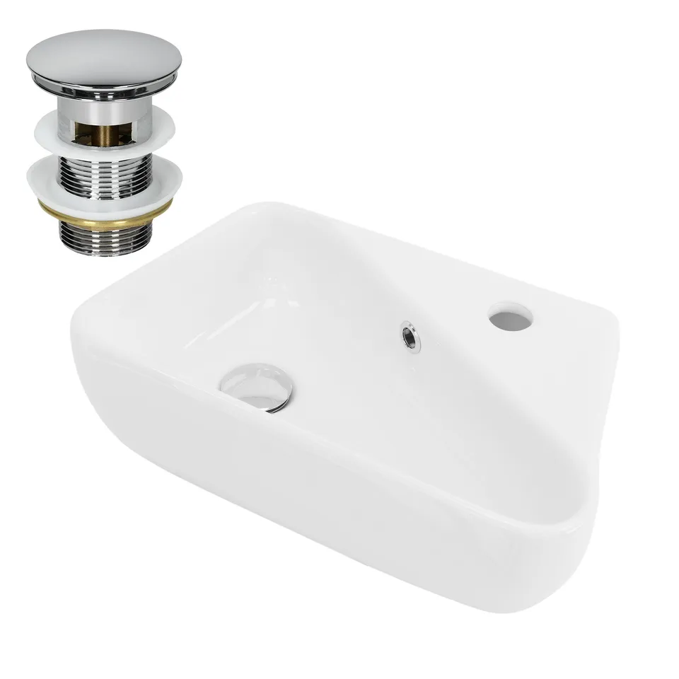 LuxeBath Sanitär vasque céramique blanc 45 cm bonde argentée