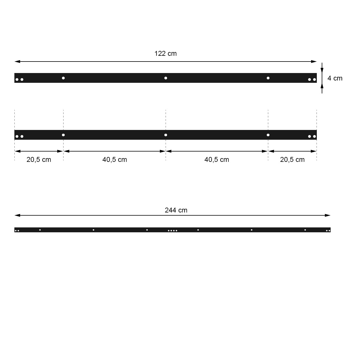 ECD Germany Werkstatt rail porte coulissante 244 cm noir acier
