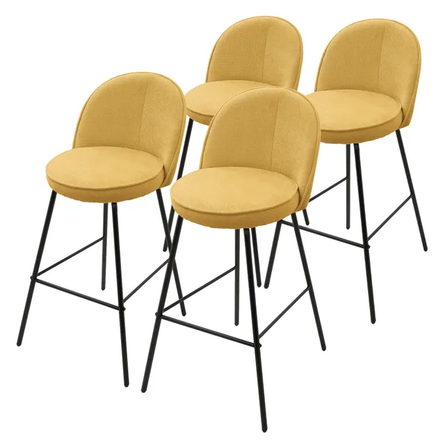 ECD Germany Möbel Lot 4 Tabourets de Bar Moutarde Dossier