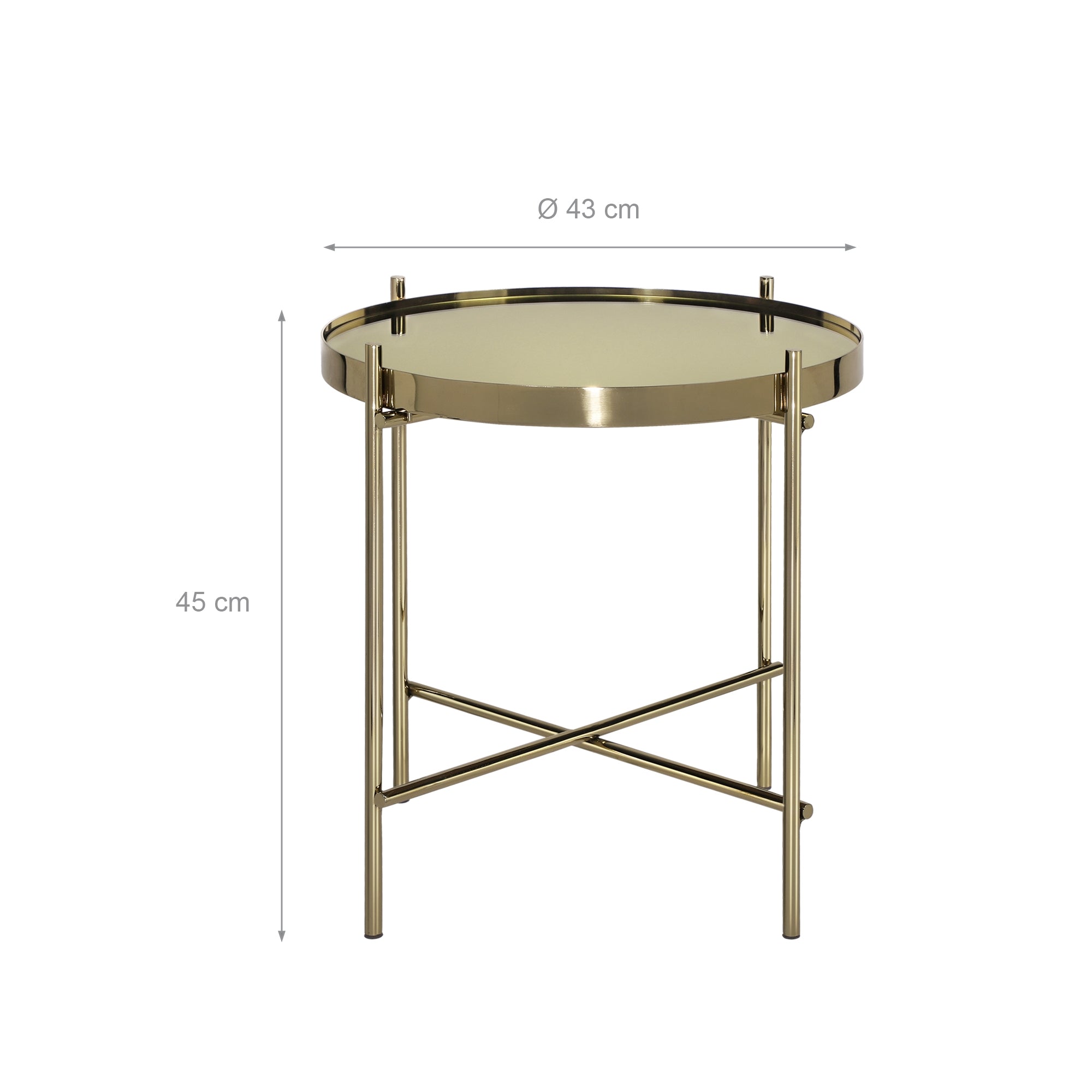 ECD Germany Möbel Table d’appoint verre laiton 43x45 cm