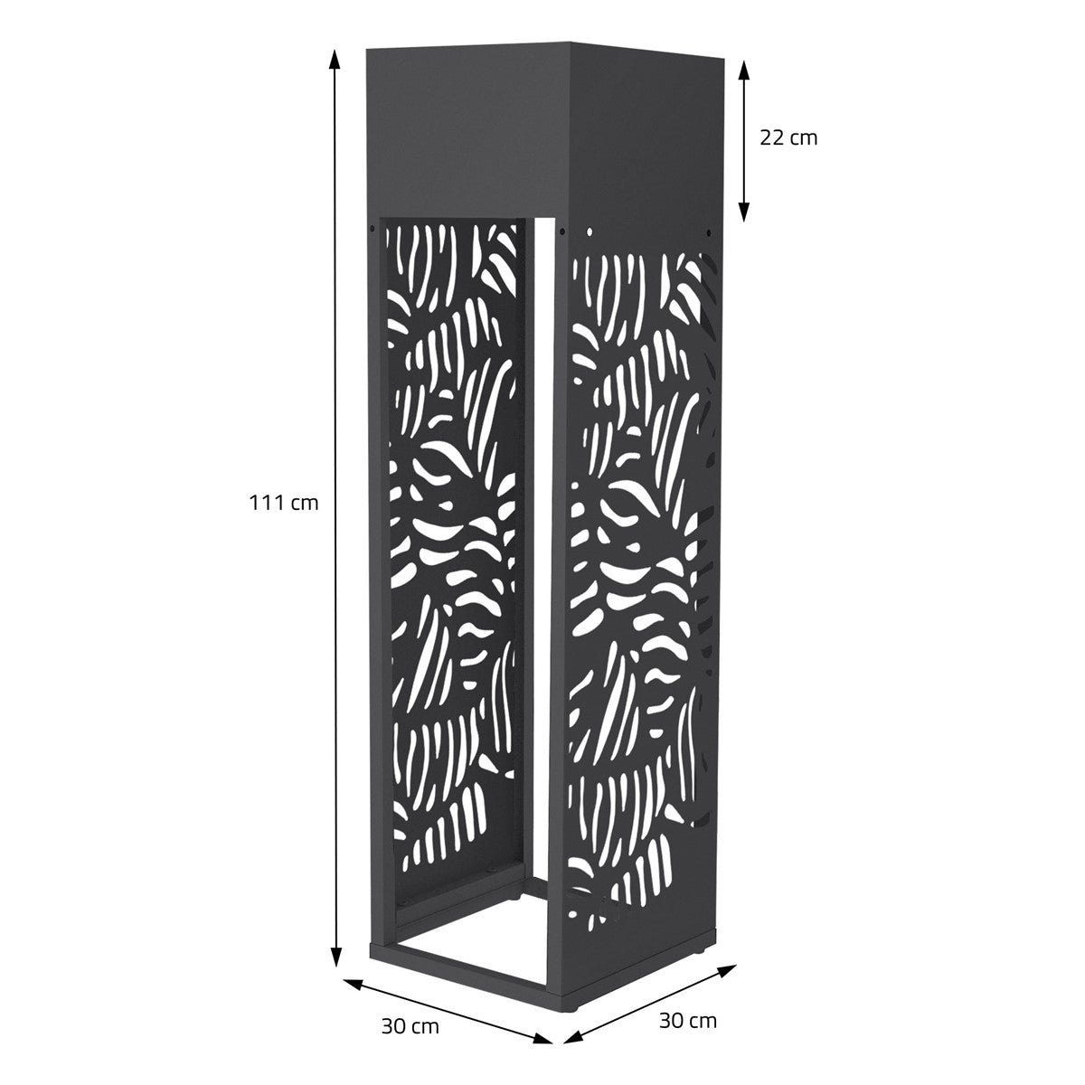 ECD Germany Garten range-bûches 30x111 cm anthracite feuilles