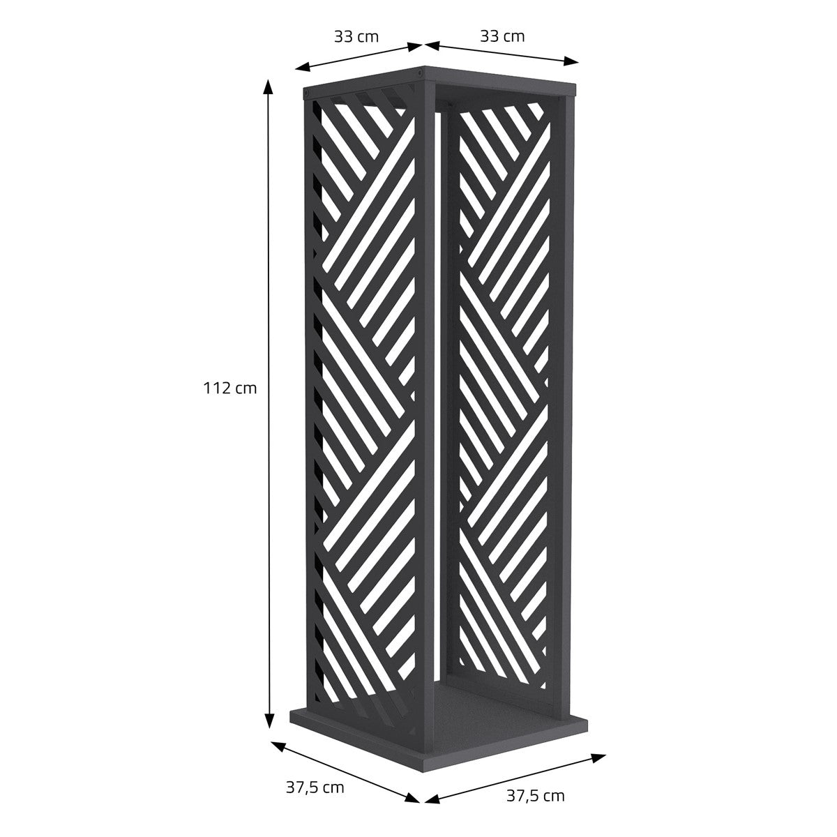 ECD Germany Garten range-bûches colonne 37,5x37,5x112 anthracite