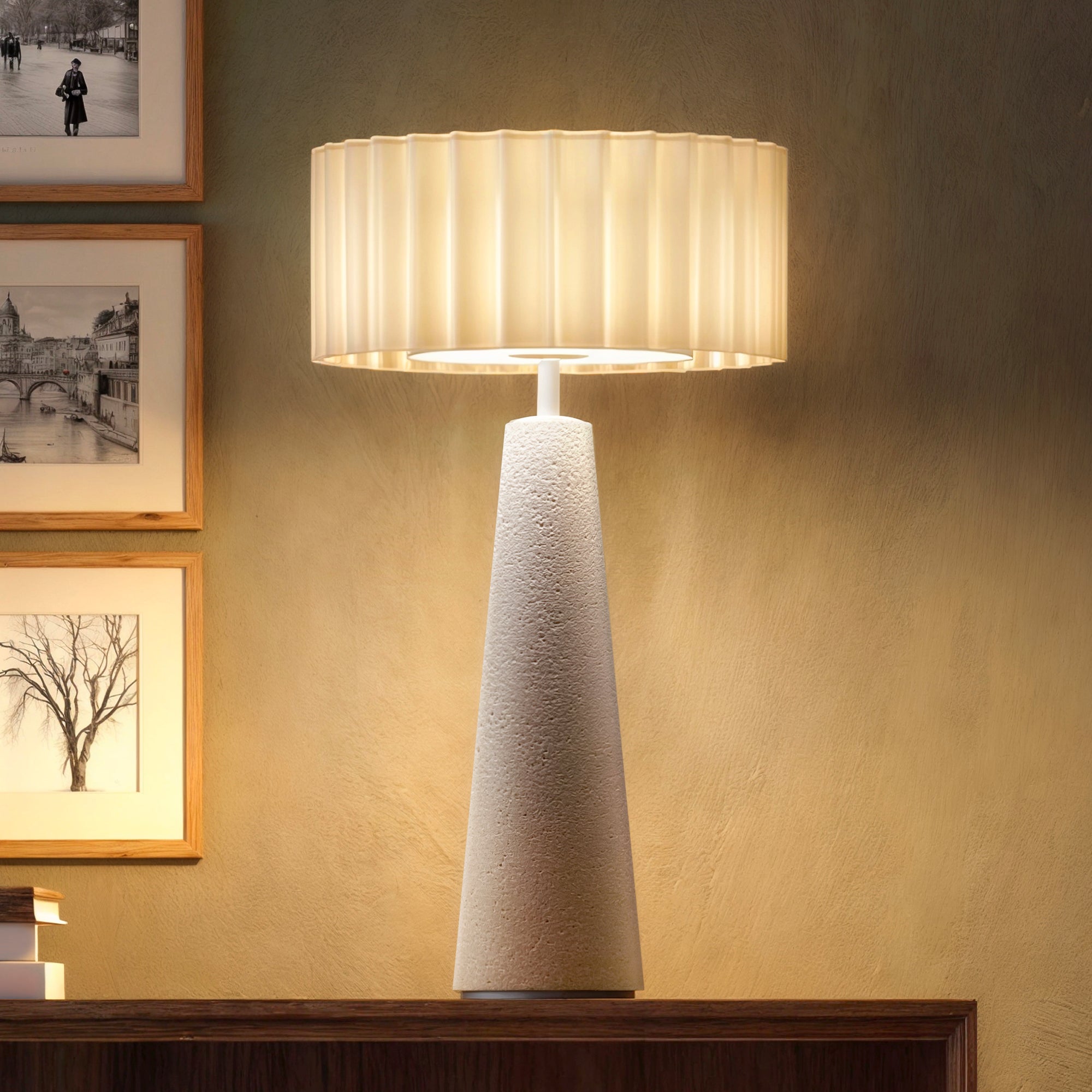 Red Deco Blok Cement lampe sans fil ciment H30cm LED dimmable