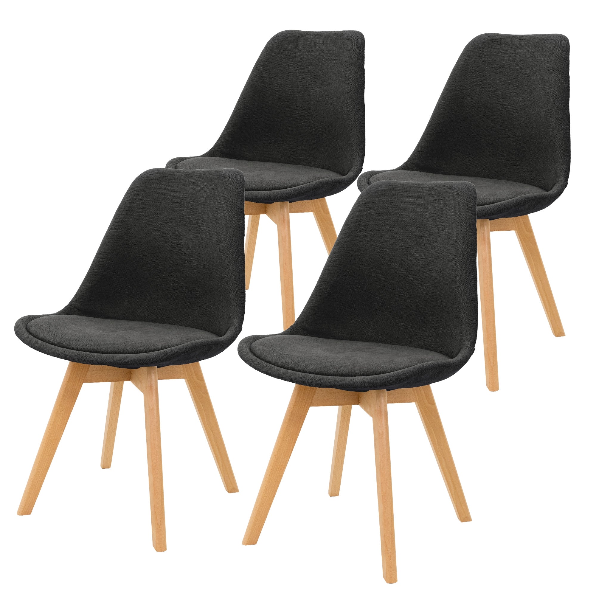 ML-Design chaise salle à manger lin gris lot 4 pieds bois