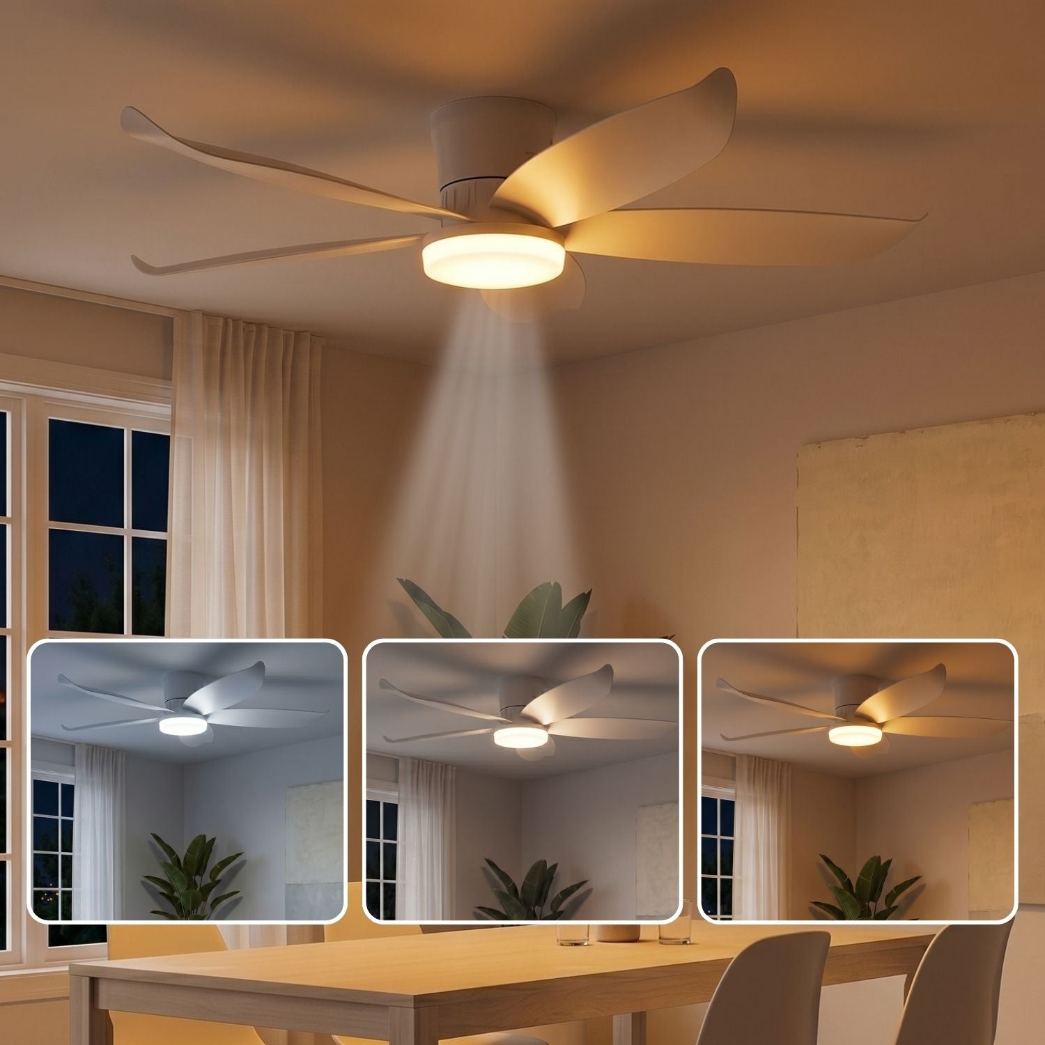 Red Deco Calyro ventilateur plafond LED 107cm blanc