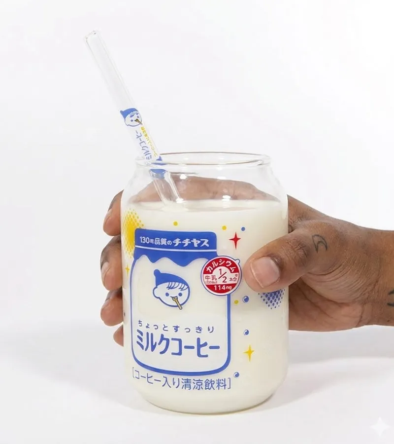 L'avant gardiste Vaisselle & Table Fun verre Milk Cup kawaii + paille