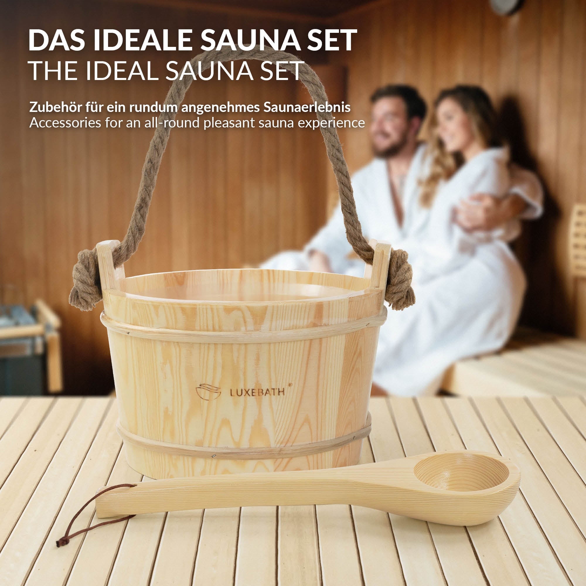 LuxeBath Haus Wohnen kit sauna seau 4L pin 2 pièces
