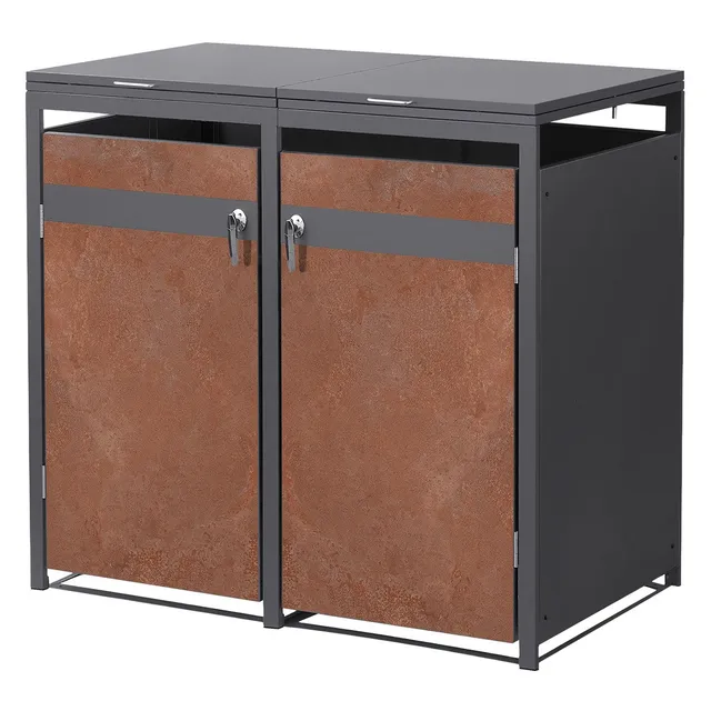 ECD Germany Garten cache-poubelles 2x240L rouille acier