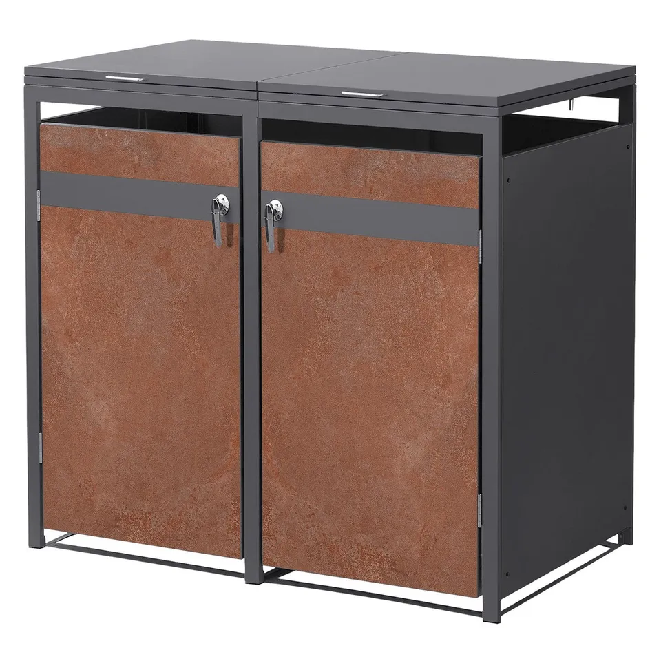 ECD Germany Garten cache-poubelles 2x240L rouille acier