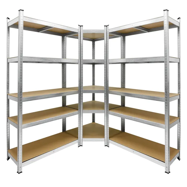 ECD Germany lot 3 étagères charge lourde argent 180x90x40 cm 750kg