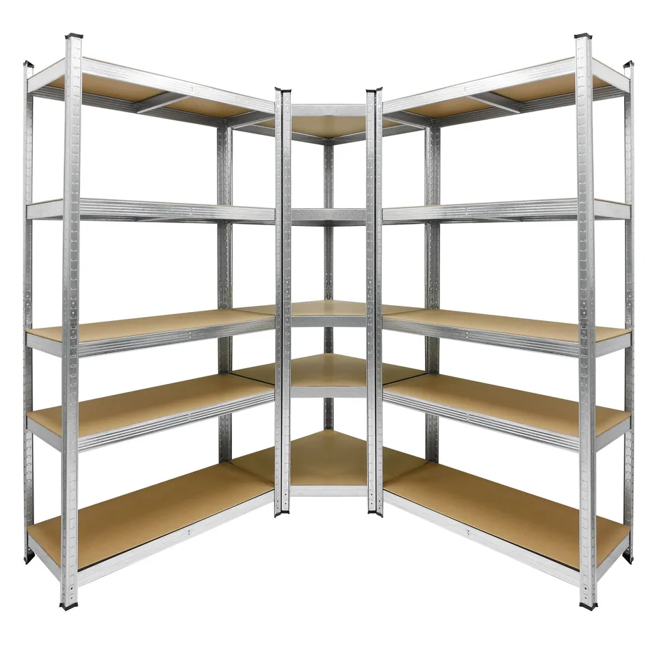 ECD Germany lot 3 étagères charge lourde argent 180x90x40 cm 750kg