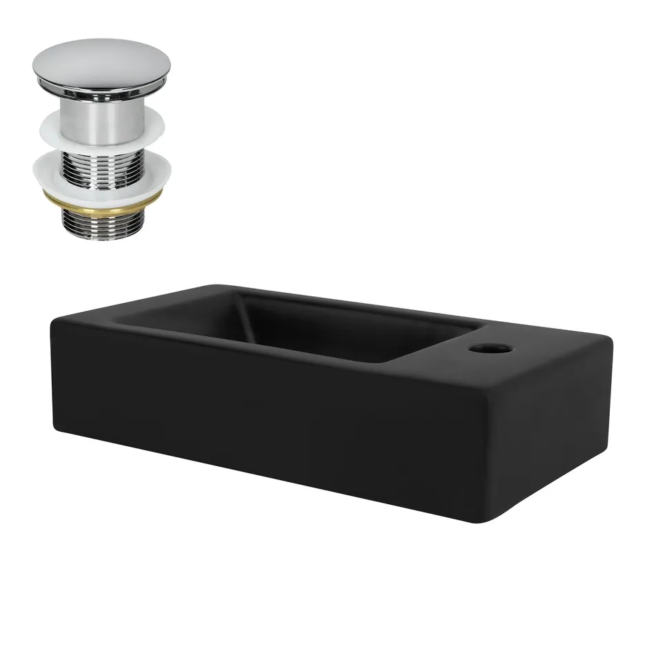 ECD Germany Sanitär vasque à poser céramique noire 46x26 cm bonde