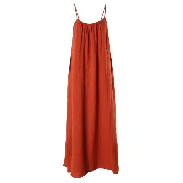 Stokomani Mode robe gaze de coton rouge 38 fluide