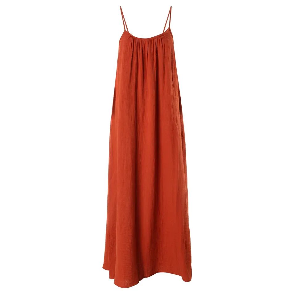Stokomani Mode robe gaze de coton rouge 38 fluide