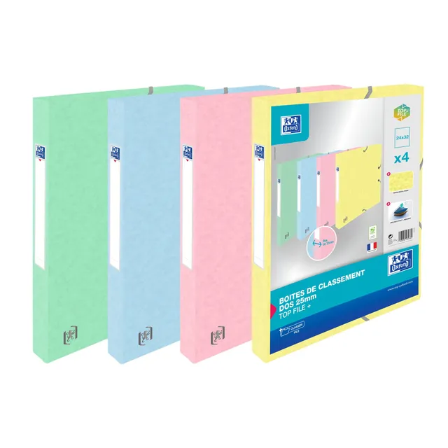 Stokomani Maison Lot 4 Boîtes rangement pastel Oxford 24x32 cm