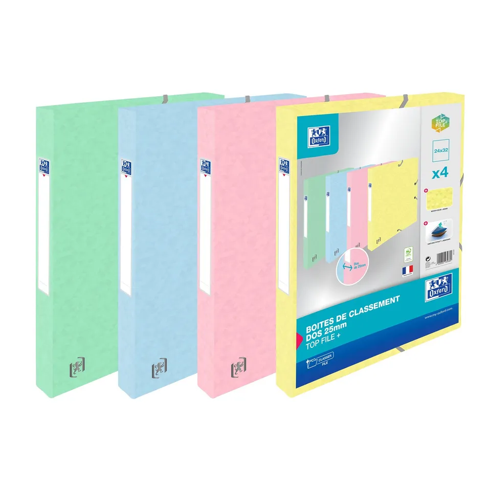 Stokomani Maison Lot 4 Boîtes rangement pastel Oxford 24x32 cm