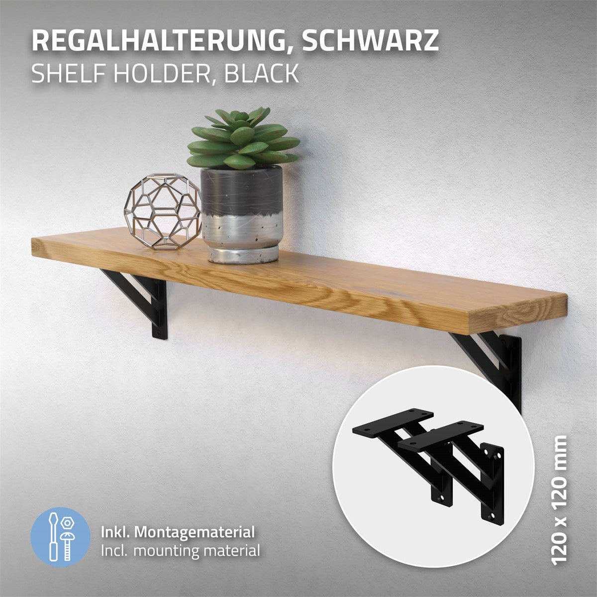 ECD Germany ML-Design 180x180 mm equerre etagere aluminium argente lot 2