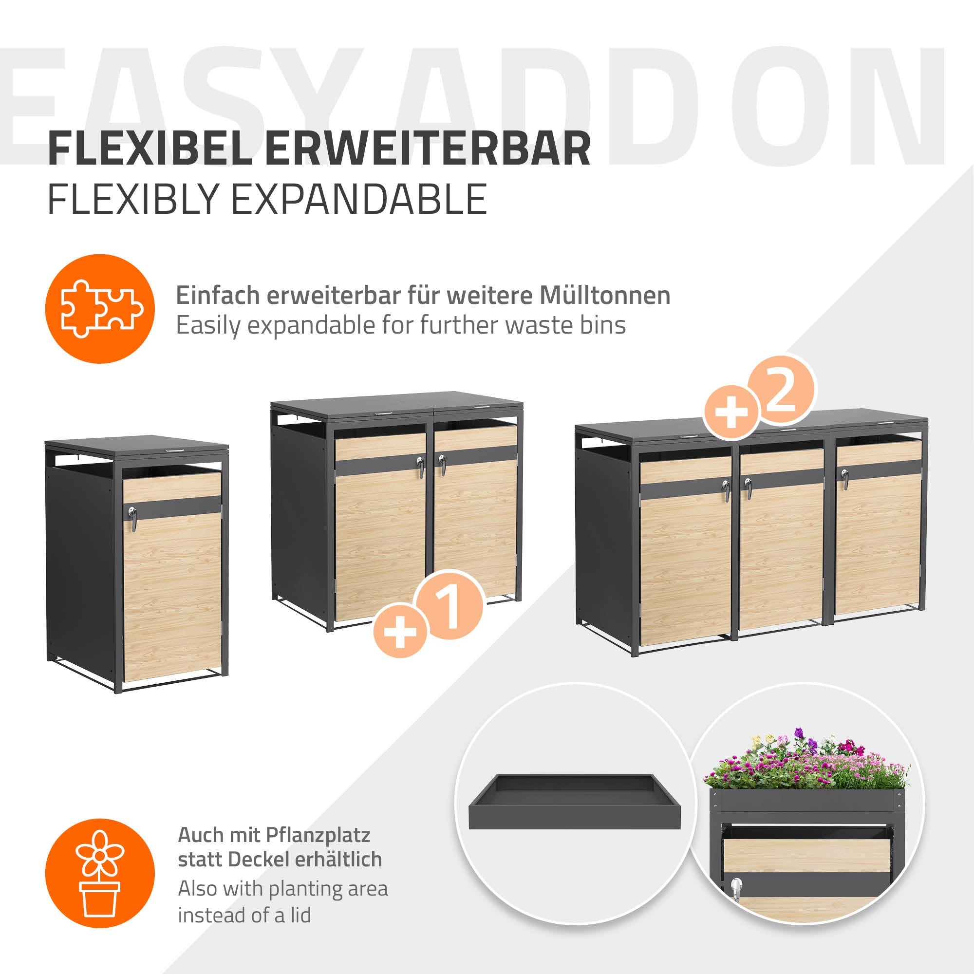 ECD Germany Garten cache-poubelle simple 240L aspect mélèze