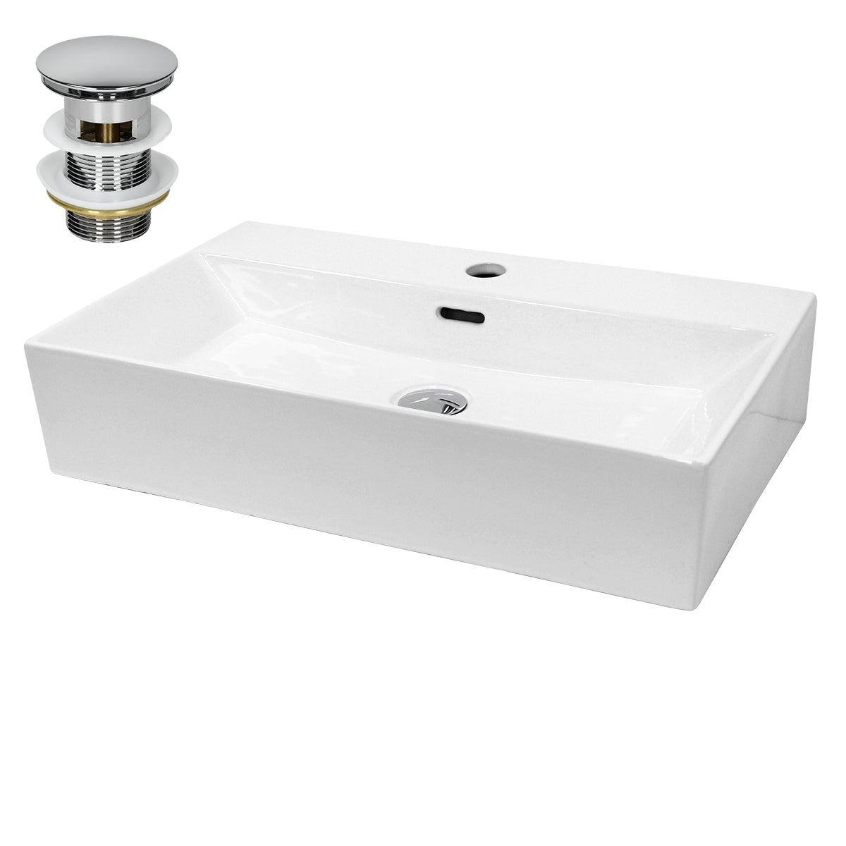 ECD Germany LuxeBath lavabo céramique blanc 51,5 cm avec bonde