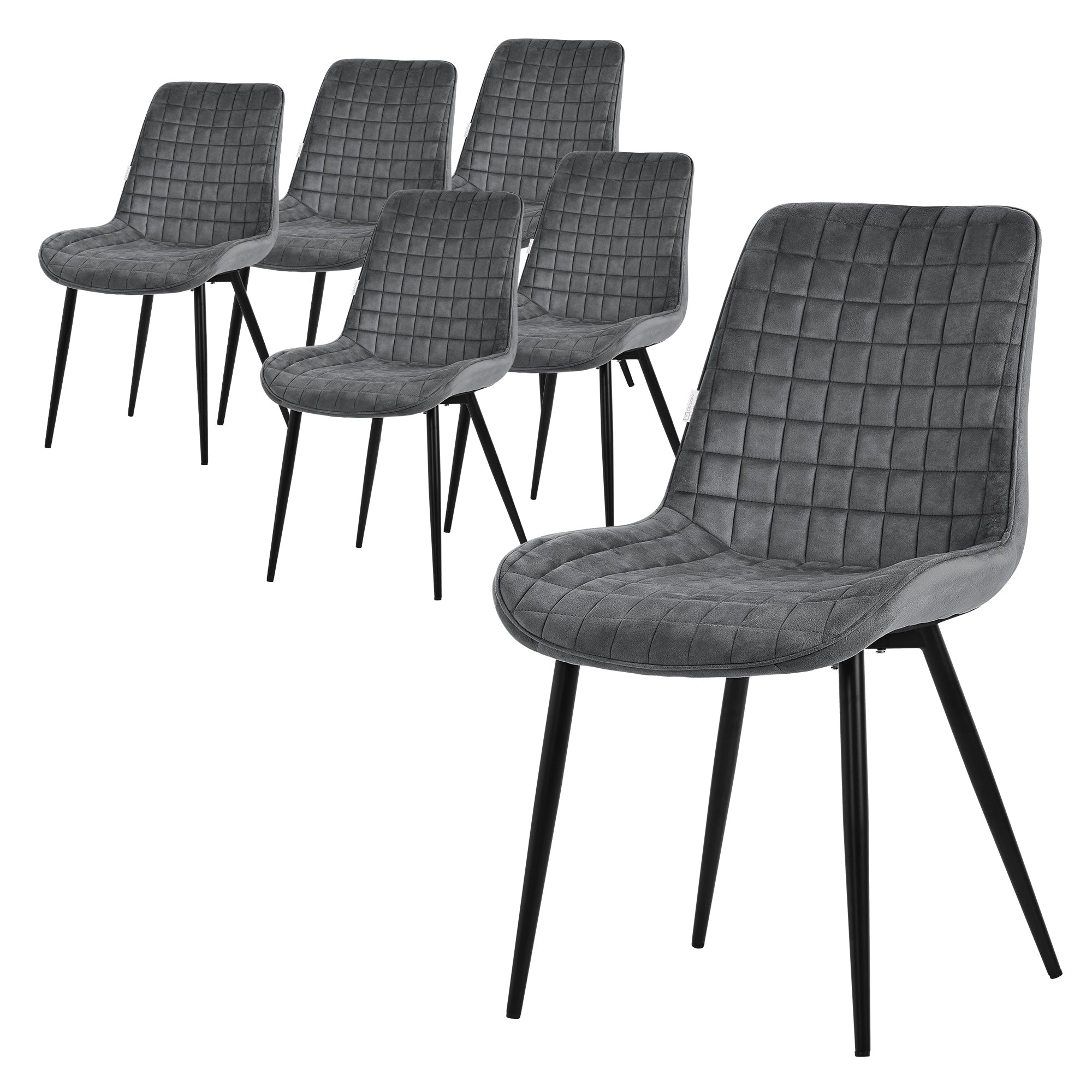 ECD Germany Chaise Salle à Manger Velours Anthracite 2pcs
